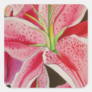 Sticker Carré Fleur d'aquarelle Stargazer rose lièvre