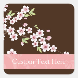 Sticker Carré Fleur de bois de chien rose/Brown personnalisée