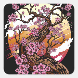 Sticker Carré Fleur de cerisier sauvage