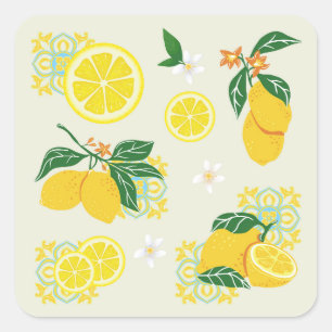 Sticker Carré Fleur de Citron