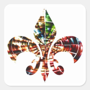 Sticker Carré fleur-De-lis : Conception rouge extraordinaire
