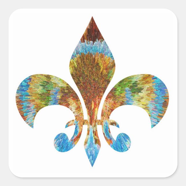 Sticker Carré Fleur de Lis : Or n argent gravé (Devant)