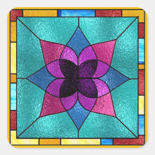 Sticker Carré Fleur de look de verre tendu