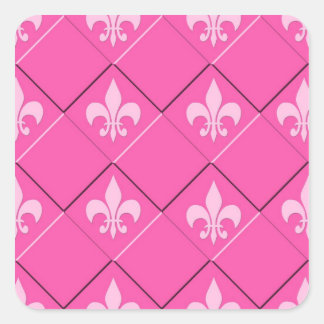 Sticker Carré Fleur de lys et motif carré rose