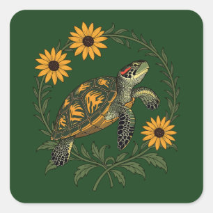 Sticker Carré Fleur de Maryland Terrapin et Black Eyed Susan