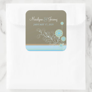 Sticker Carré Fleur de neige bleue Whimsical Flûtes d'hiver Mari