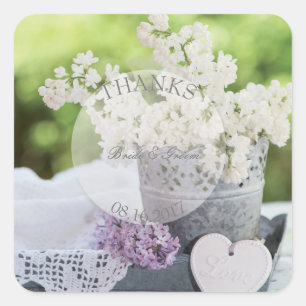 Sticker Carré Fleur de printemps romantique Flore Lilac Mariage 