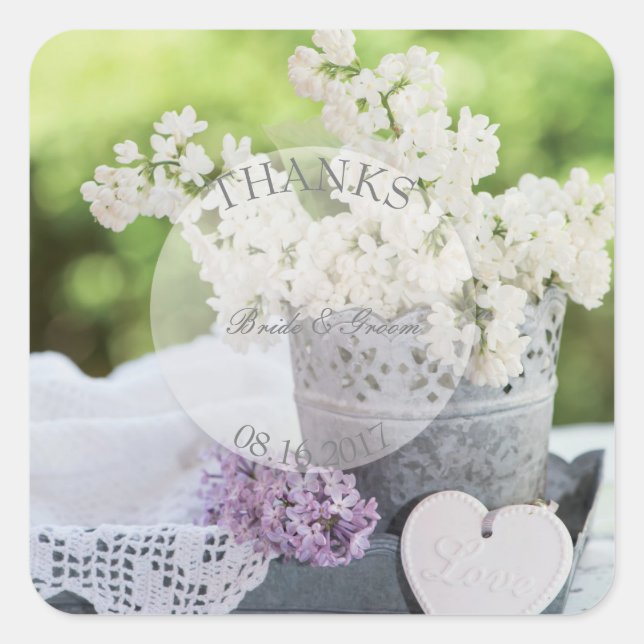 Sticker Carré Fleur de printemps romantique Flore Lilac Mariage  (Devant)