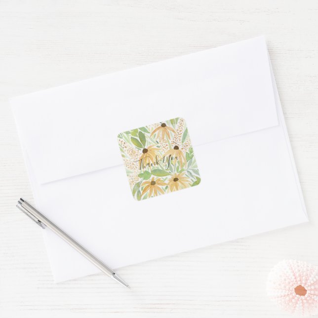 Sticker Carré Fleur d'eau sauvage Tournesol (Enveloppe)