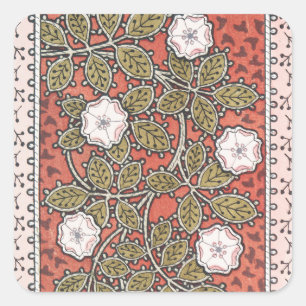 Sticker Carré Fleur d'illustration Rose sauvage Vintage