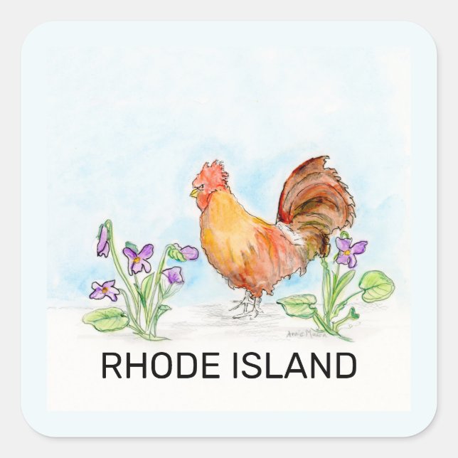 Sticker Carré Fleur d'oiseau de l'île Rhode (Devant)