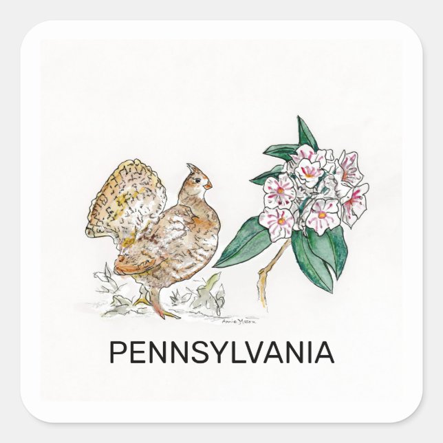 Sticker Carré Fleur d'oiseau de Pennsylvanie (Devant)