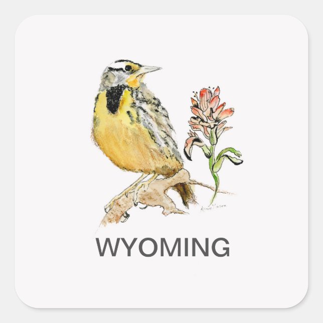 Sticker Carré Fleur d'oiseau du Wyoming (Devant)