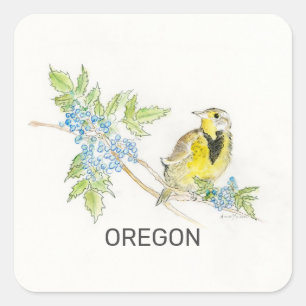 Sticker Carré Fleur d'oiseaux de l'Oregon