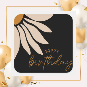 Sticker Carré Fleur Florale Retro branchée Joyeux anniversaire