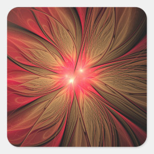 Sticker Carré Fleur fractale de fansy rouge