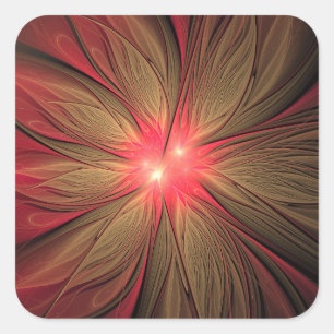 Sticker Carré Fleur fractale de fansy rouge