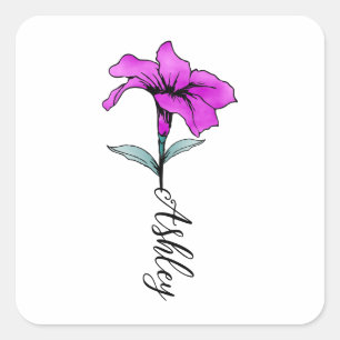 Sticker Carré Fleur Lit Rose Personnalisée