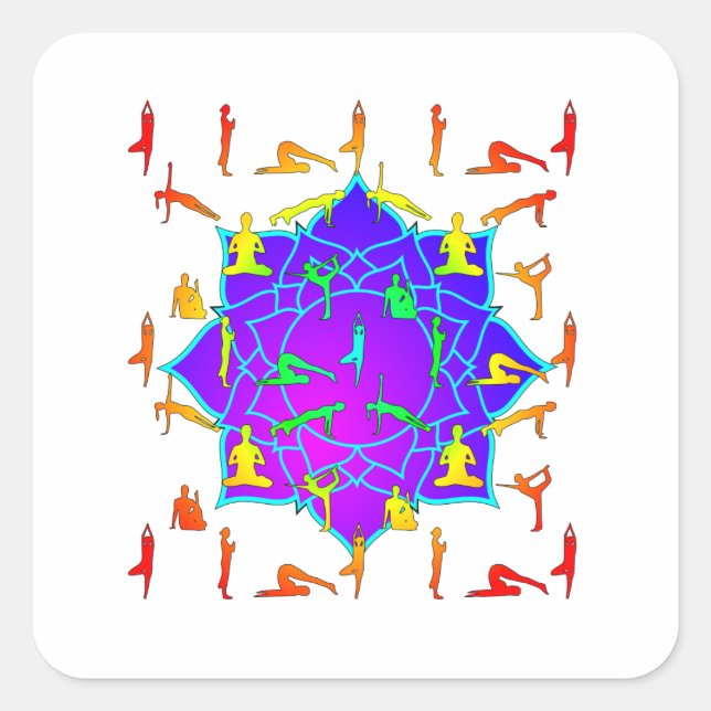 Sticker Carré Fleur Lotus Avec Poireaux De Yoga (Devant)