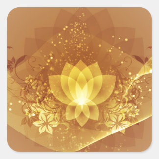 Sticker Carré Fleur Lotus Or