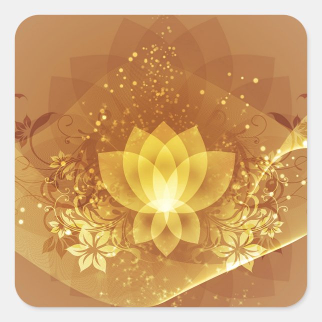 Sticker Carré Fleur Lotus Or (Devant)