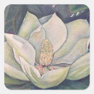 Sticker Carré Fleur Magnolia en acier