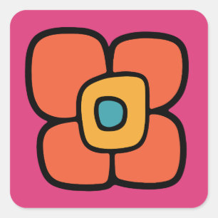 Sticker Carré Fleur rétro de printemps
