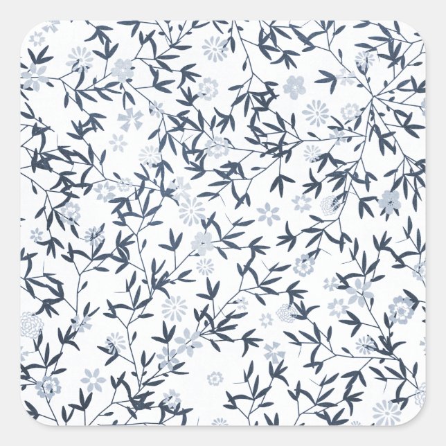 Sticker Carré fleur sauvage bleu (Devant)