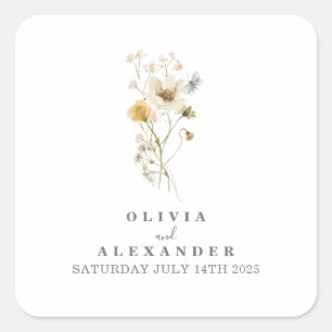 Sticker Carré Fleur sauvage boho jardin floral
