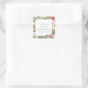 Sticker Carré Fleur sauvage de Bohême Merci papillon