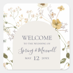 Sticker Carré Fleur sauvage de printemps Bienvenue au Mariage