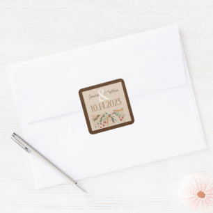 Sticker Carré Fleur sauvage Mariage Elégante Inspirété Moderne