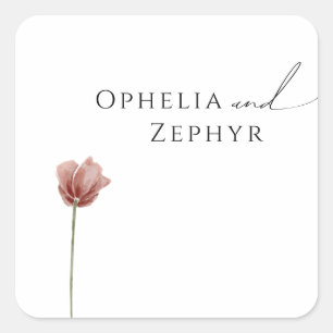Sticker Carré Fleur sauvage simple   Sceaux d'enveloppe mariage