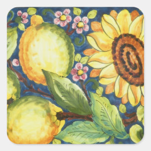 Sticker Carré Fleur Sun Art Peint