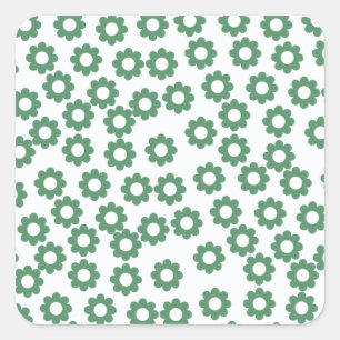Sticker Carré Fleur verte Motif Y2K