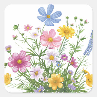 Sticker Carré Fleurs