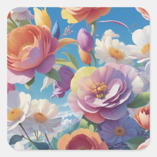 Sticker Carré Fleurs