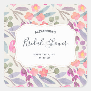 Sticker Carré Fleurs Aquarelle Rêveuses   Réception de Mariage