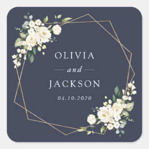 Sticker Carré Fleurs blanches, Fleurs de crème, Verdure, Mariage