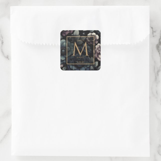 Sticker Carré Fleurs Bleu Triste (Sac)