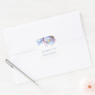 Sticker Carré Fleurs Botaniques Pastel Artistiques pour Mariage