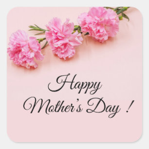 Sticker Carré Fleurs carnation rose mère de Fête des mères sur r