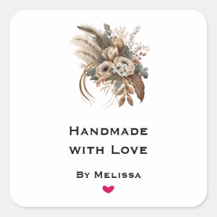 Sticker Carré Fleurs d'amour Foliage et plumes