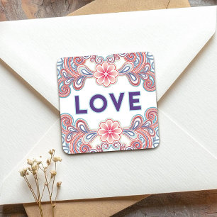 Sticker Carré Fleurs d'amour vintage