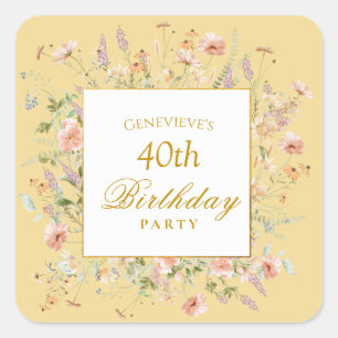 Sticker Carré Fleurs d'anniversaire de jardin de campagne