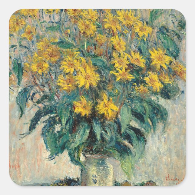 Sticker Carré Fleurs d'artichauts de Jérusalem, 1880 (huile sur  (Devant)