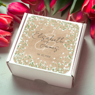 Sticker Carré Fleurs de Baby's Breath Élégant Mariage Bohème Rus