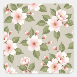 Sticker Carré Fleurs de cerisier élégantes motif sans couture