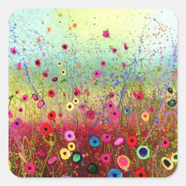 Sticker Carré Fleurs de champ (Devant)