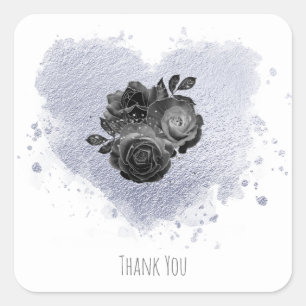 Sticker Carré *~* Fleurs de cœur iridescentes lilas blanc classi
